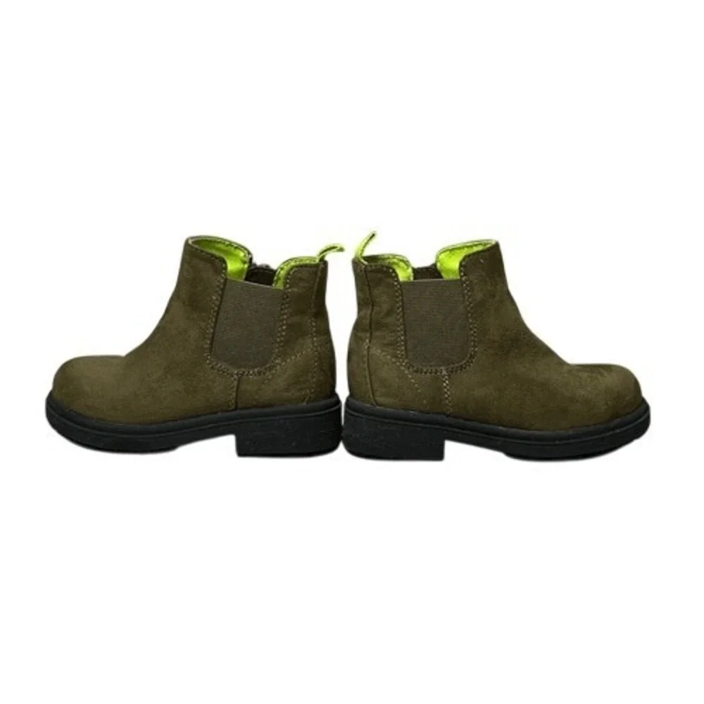 The GAP Chelsea Kidcore Olive Faux Suede High Top‎ Side Zip Boots 7 Blokecore